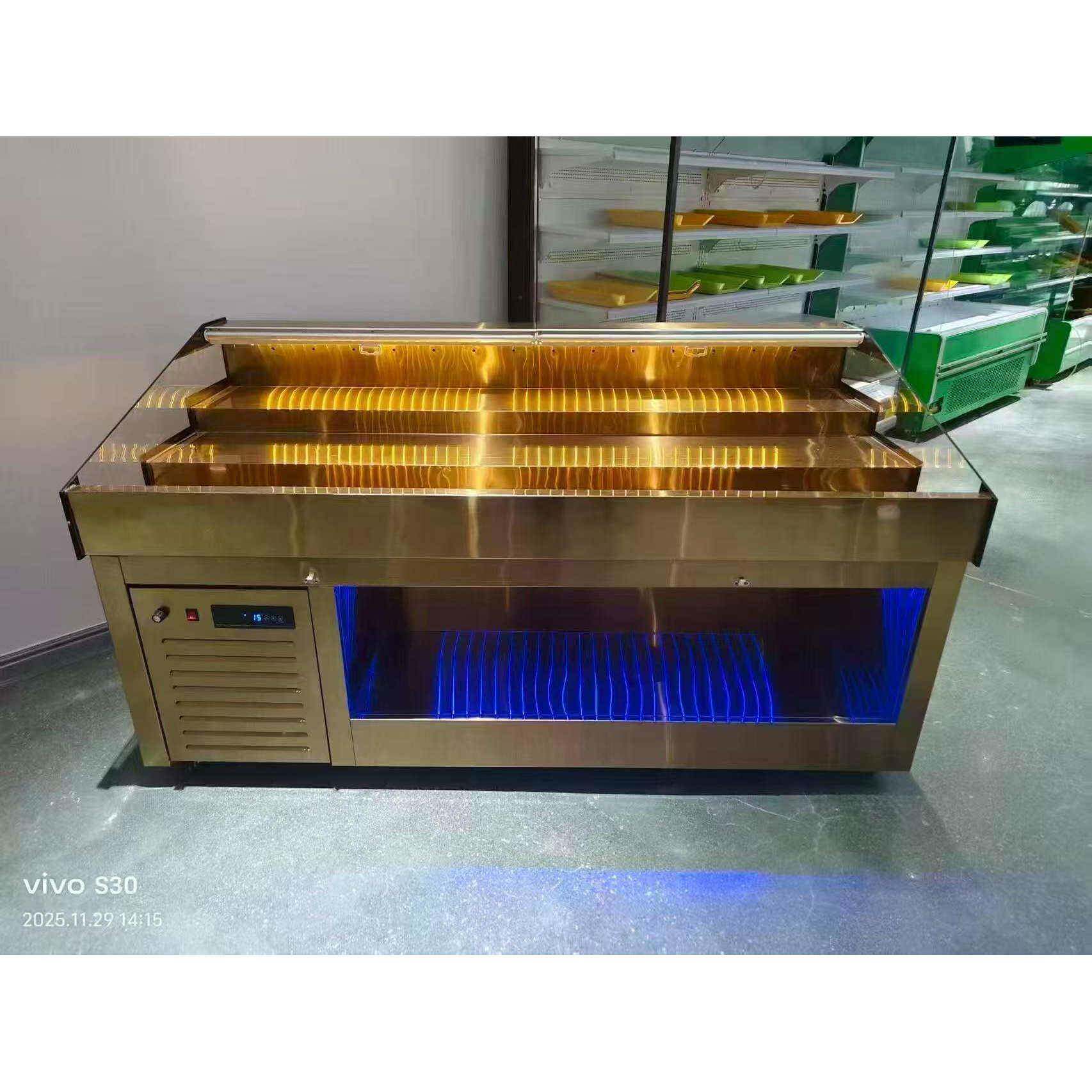 冰台商用展示柜自助火锅烤肉冷藏保鲜喷雾柜明档阶梯点菜柜冰鲜台