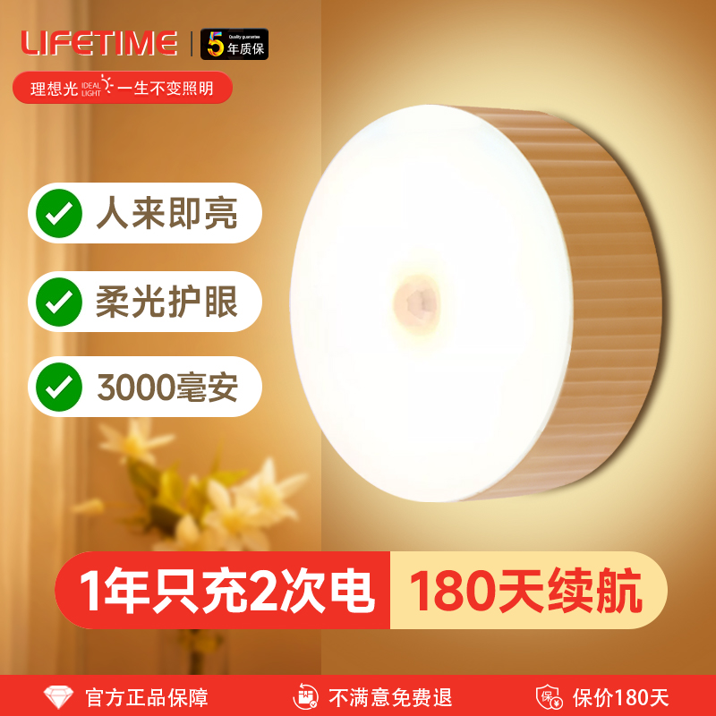 感应小夜灯磁吸充电大容量人体智能led灯家用过道走廊灯超长续航