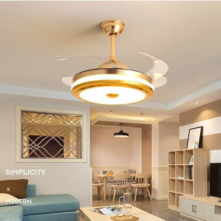 严选卧室现山代电中吊扇形灯吸顶餐LED灯具862饰家装客厅隐风扇灯