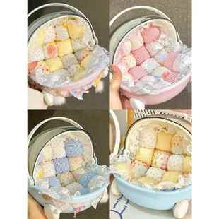 手提桌面摇篮收纳盒子棉花娃娃可爱宿舍好物零食筐bjd ob11婴儿车