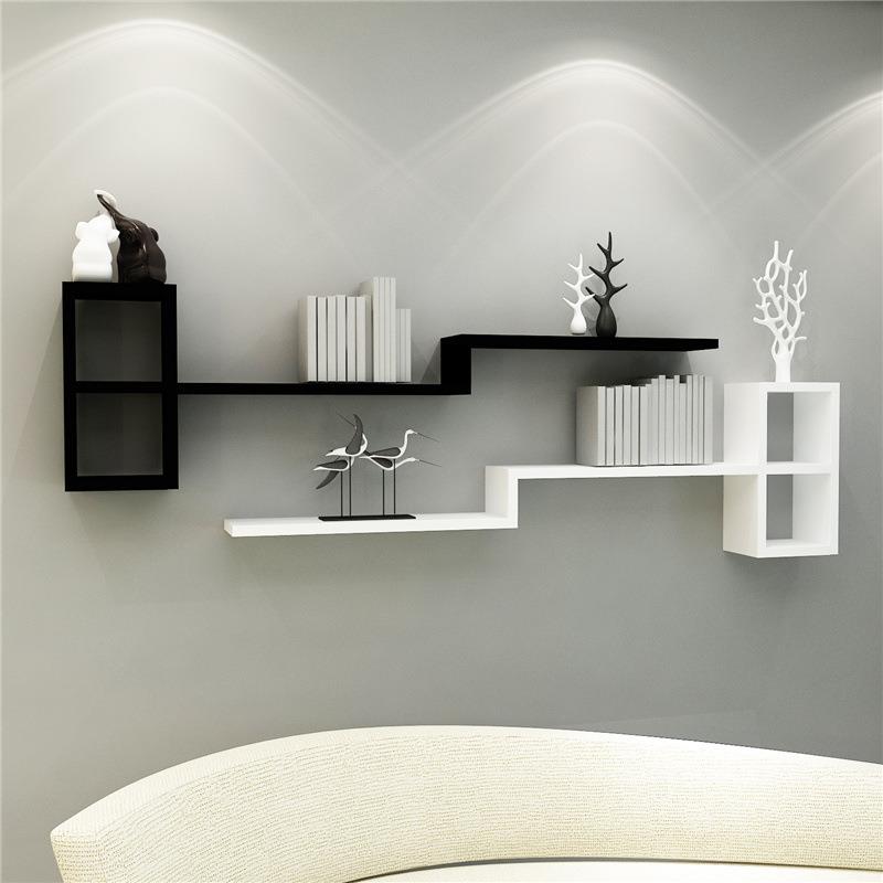 无品牌/客厅墙面装饰书室架墙上置易物架卧床头隔板壁挂式简创收