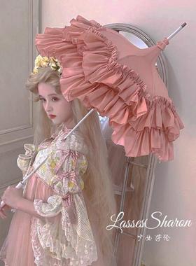 【维也纳的傍晚】少女莎伦古董长柄手工洋伞lo伞欧式婚纱摄影道具