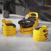 业风酒吧桌椅啡厅接待区洽谈创油工桶铁艺网咖红音乐976厅卡意座