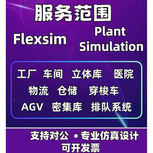Flexsim彷真建模agv工厂产线穿梭车立库仓储优化彷真物流彷真代做