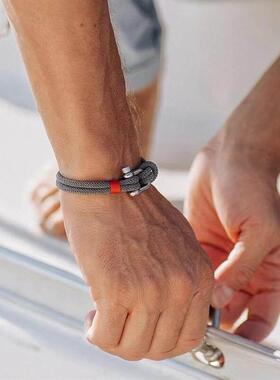 MKENDN Men Black Stainless Steel U shape Survival Bracelet O