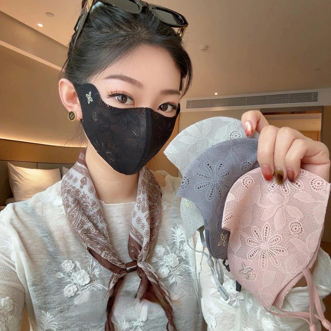 【透气防晒】夏季蕾丝防晒立体口罩女士护眼角轻薄透气遮脸面罩MD