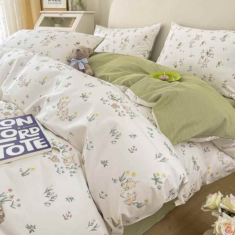 高档田园小碎花被床单全棉被四件套宿舍三件套纯棉4件套1.5m1.罩8