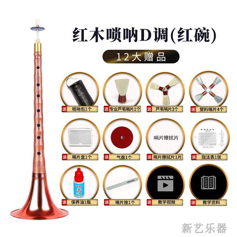 正品专业红初木唢配呐乐器全套d调奏学者入门小号喇叭唢演呐件锁