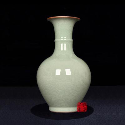 景德镇陶瓷花瓶青瓷彷古中式电视柜客厅插花高档博古架瓷瓶摆件