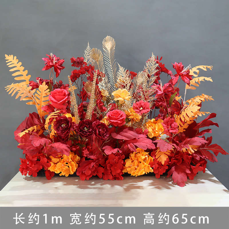 新款婚庆道具成品排花牡丹排花装饰挂花路引仿真酒店花墙舞台花艺