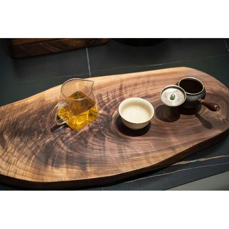 北美黑胡桃木原木板干泡茶盘茶台面板金瘤纹整木板桌面随型桌面板