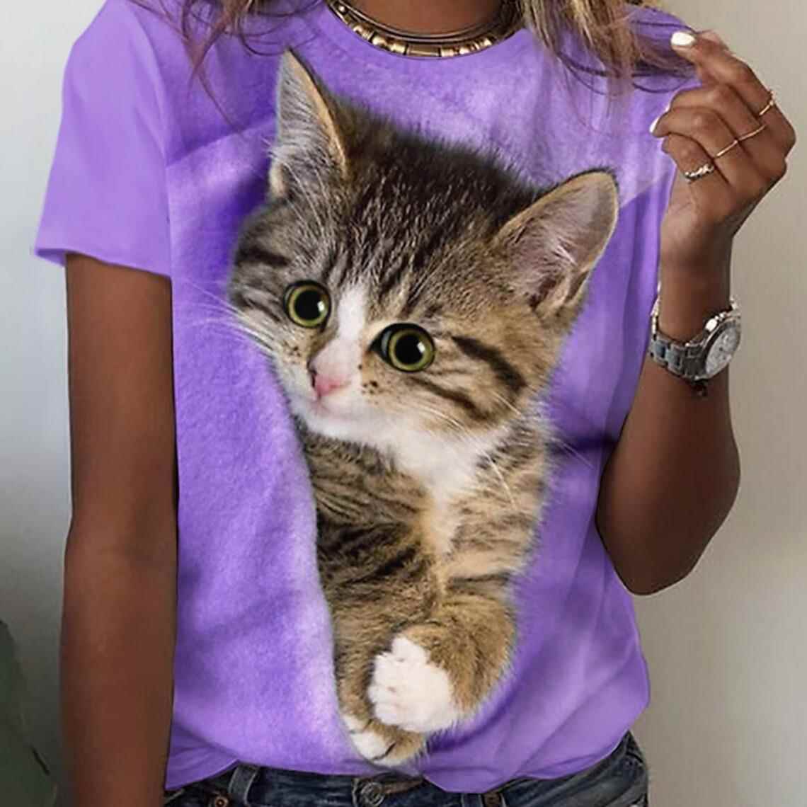 d realistic and cute -shirt for womens high-quality summer