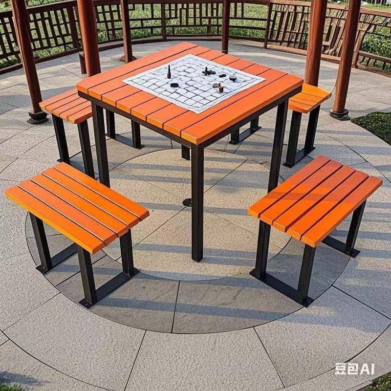 户外桌椅庭院阳台休息区公园老年班一桌多用组合象棋棋牌桌椅