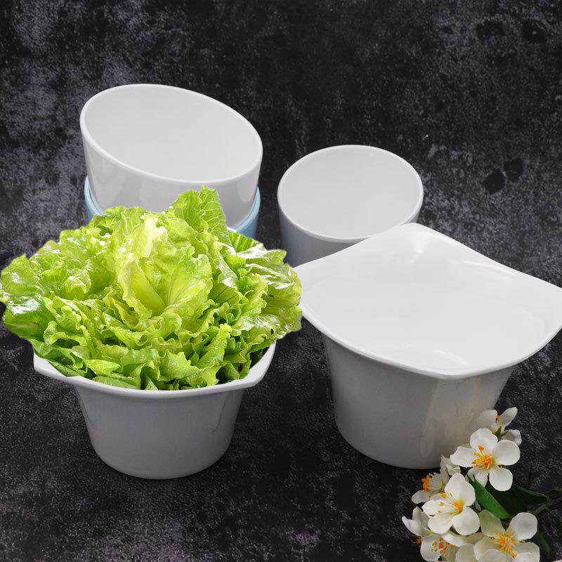 密胺斜口碗火锅餐具 海底汤捞蔬菜桶日式烤肉调料碗A5仿瓷异形碗