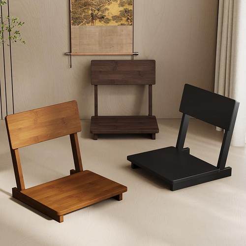 床上椅子榻榻米座椅日式靠背凳子实木飘窗坐地和室椅无脚茶几