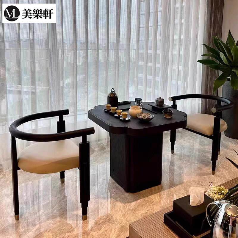 新中式阳台茶桌2025新款实木黑色海棠桌现代简约胡桃木小户型茶台