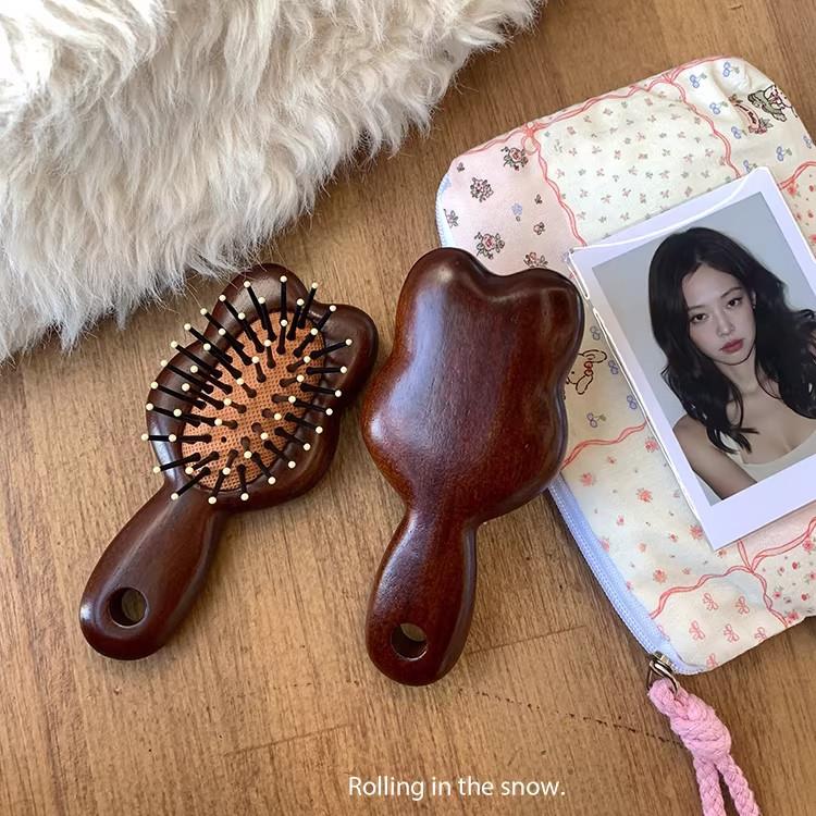 可爱檀木气垫梳子女迷你小巧随身可携式头部按摩梳防静电顺髪气囊
