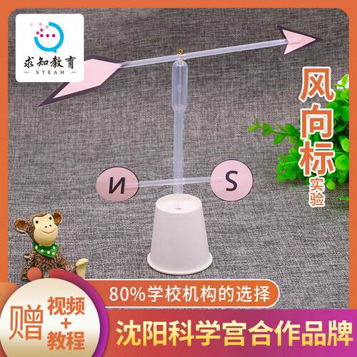 自制风向标小制作 小学生DIY简易小发明科学实验材料玩具手工作业