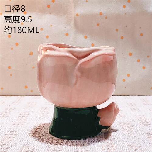 可爱郁金香杯子小众高颜值立体花朵香薰蜡烛DIY容器摆件烛台陶瓷