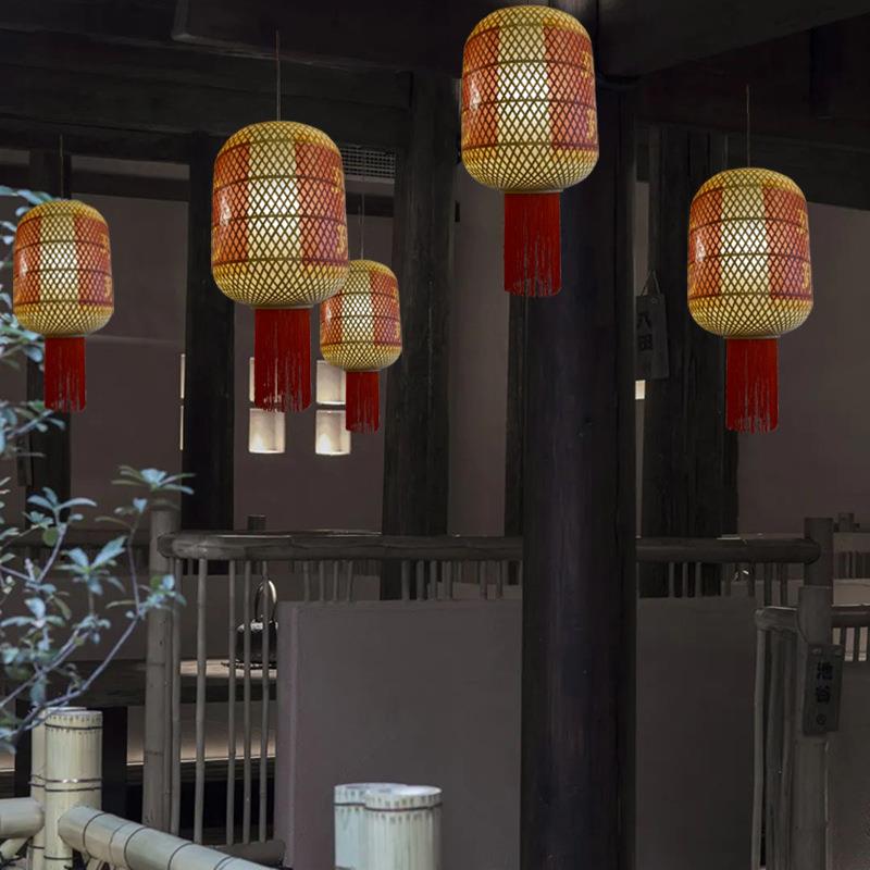 中式传统手工竹编油纸灯笼吊灯仿古潮汕宫灯餐厅饭店火锅店装饰灯