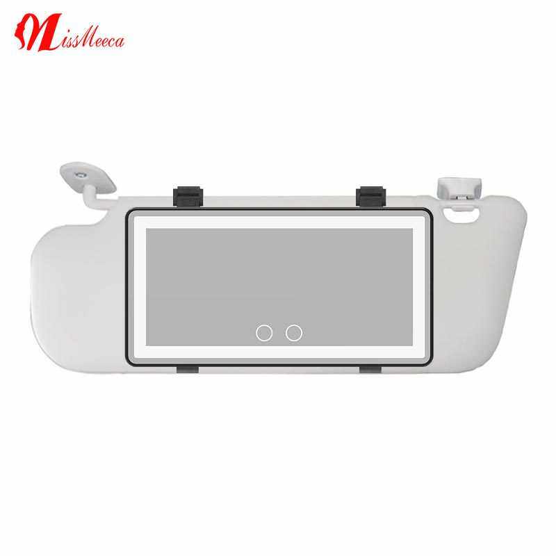 光灯汽车三折车载补化妆镜三面款遮阳板led带折叠车载镜充电