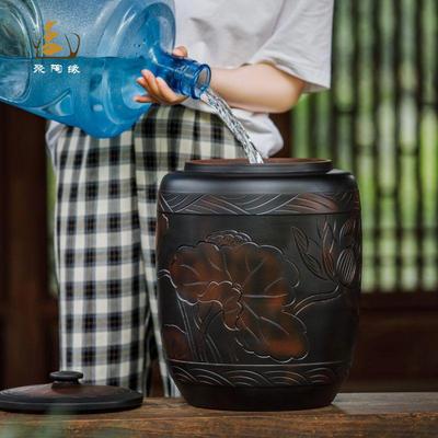 陶瓷水缸家用储水用纯净水桶茶台专用功夫茶泡茶桶大容量抽水带盖