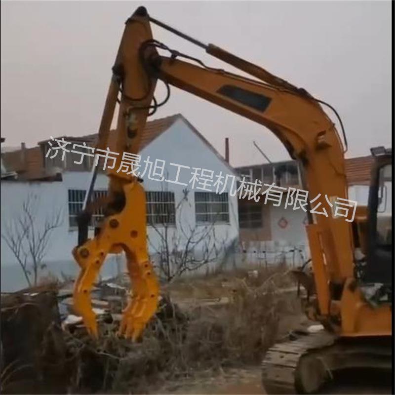 挖掘机绑臂式抓木器挖机械夹木机抓钢机3+2抓水草垃圾抓石头