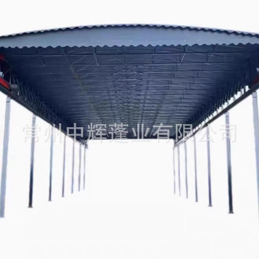 户外篮球场电动推拉雨篷工厂通道伸缩遮阳蓬可移动折叠雨棚