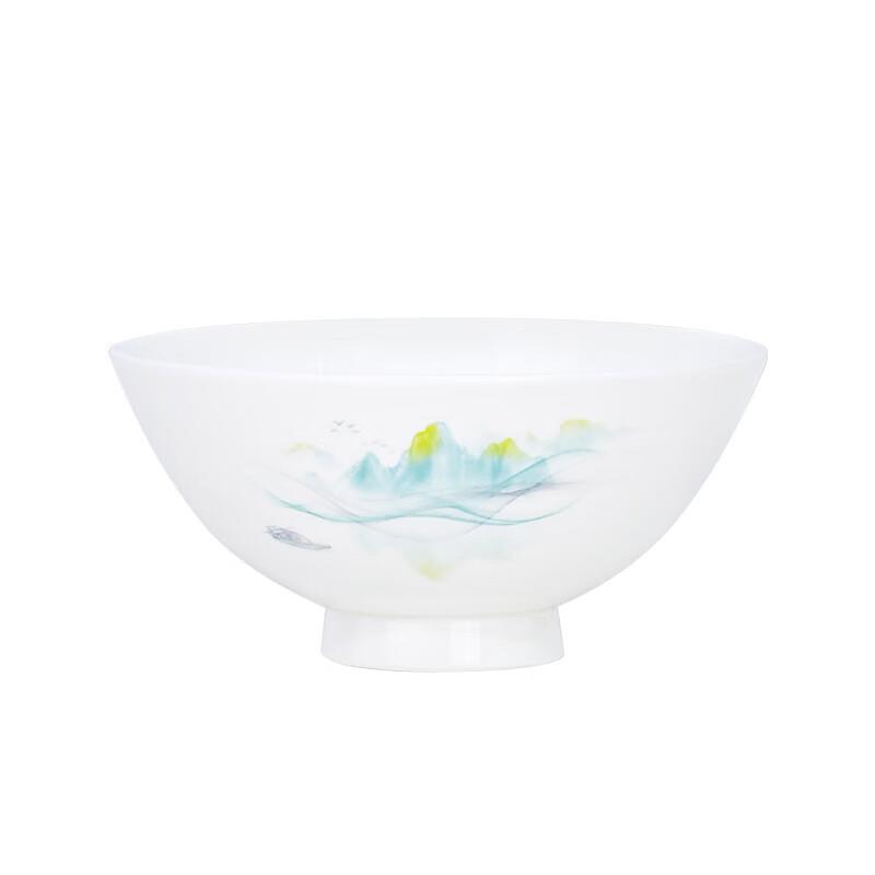 唐山面碗4个装釉下彩骨瓷碗吃饭碗陶瓷碗餐具大碗汤碗家用面碗