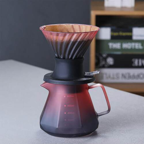 渐变色手冲咖啡壶套装家用V60玻璃滤杯浸泡式聪明杯咖啡分享壶