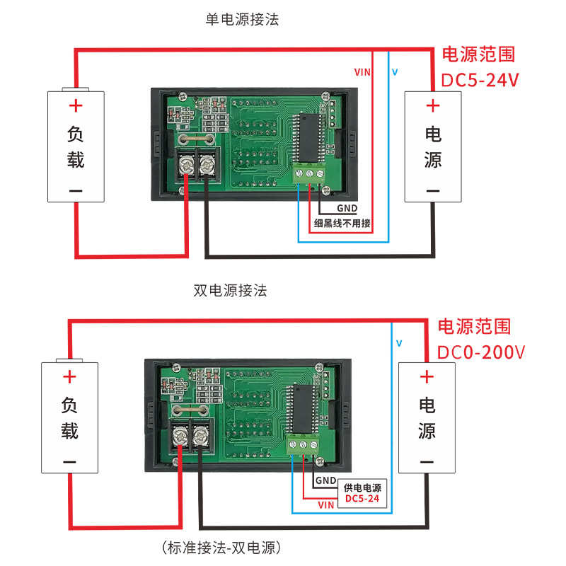 现货供应DC5~24V 10A高精度智能数显5位直流功率计量表三显功率计