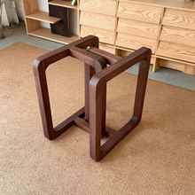 高端黑胡桃色大板支架桌脚原木实木桌腿台脚餐茶桌支架脚配套