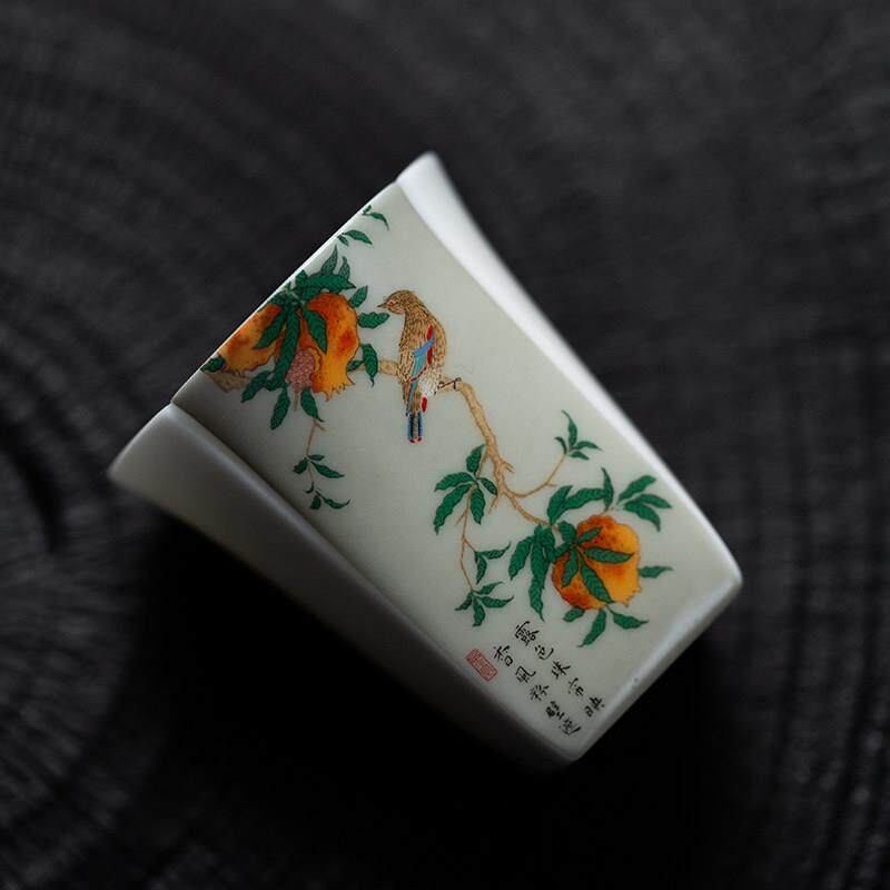 白瓷石榴12十二花神系列品茗茶杯主人个盏具商务办公室几道旅行