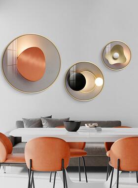 网红轻奢餐墙厅装饰现代简桌画壁挂画抽象组餐约合饭厅圆客厅背景