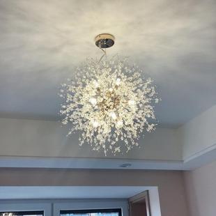 厅萤火虫水晶饭简约964现代蒲公饰英灯餐桌轻灯具灯网红餐厅吊灯