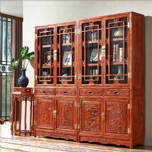 红木书柜博古架/柜花梨木全实木办公室置物展示架刺猬紫檀古董架