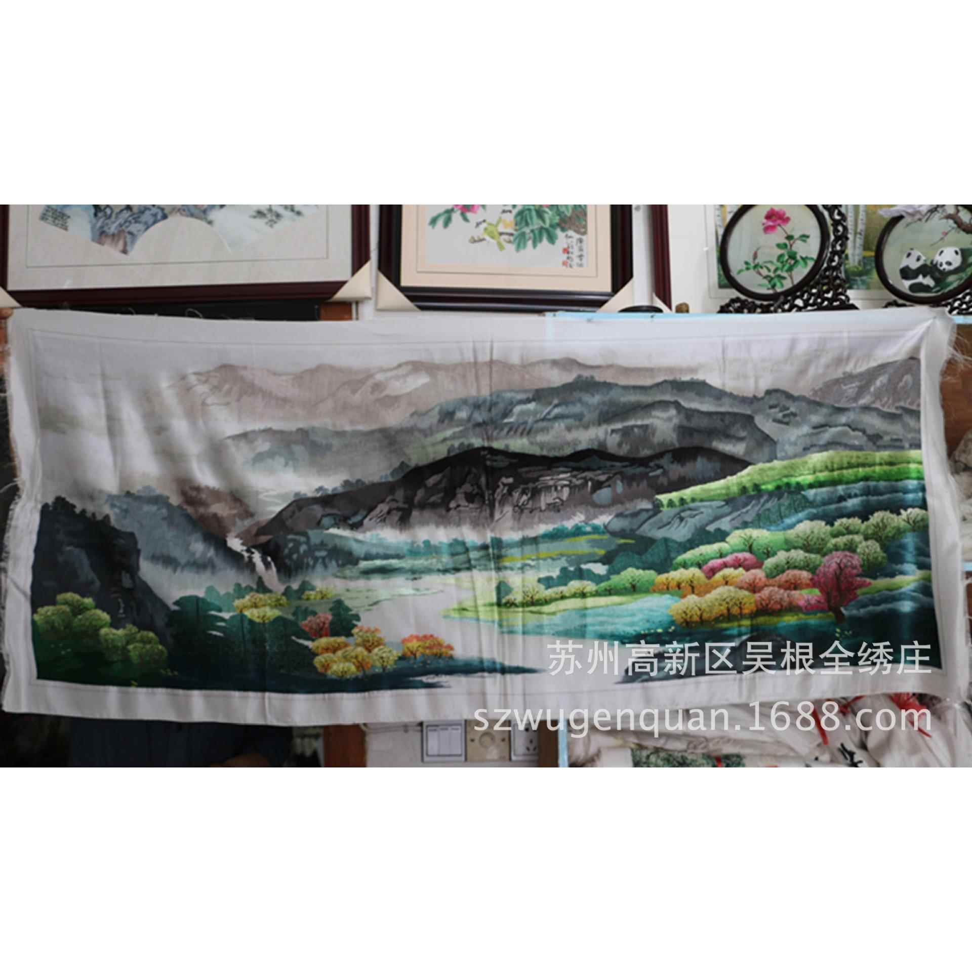 苏绣绣片单面绣客厅办公室装饰画苏州手工刺绣风景画