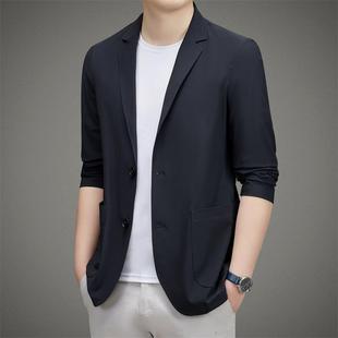西服外衣套中年男休闲百搭简约纯韩色版 秋季 薄款 P新款 上防晒 221