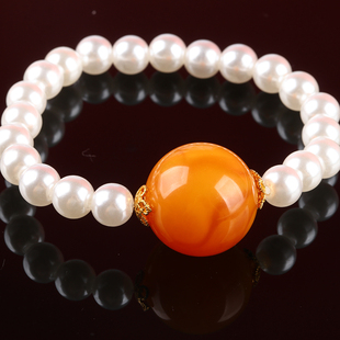 4.92克20.5mm俄料妖纹鸡油红蜜蜡圆珠手链手串转运珠男女款保真品