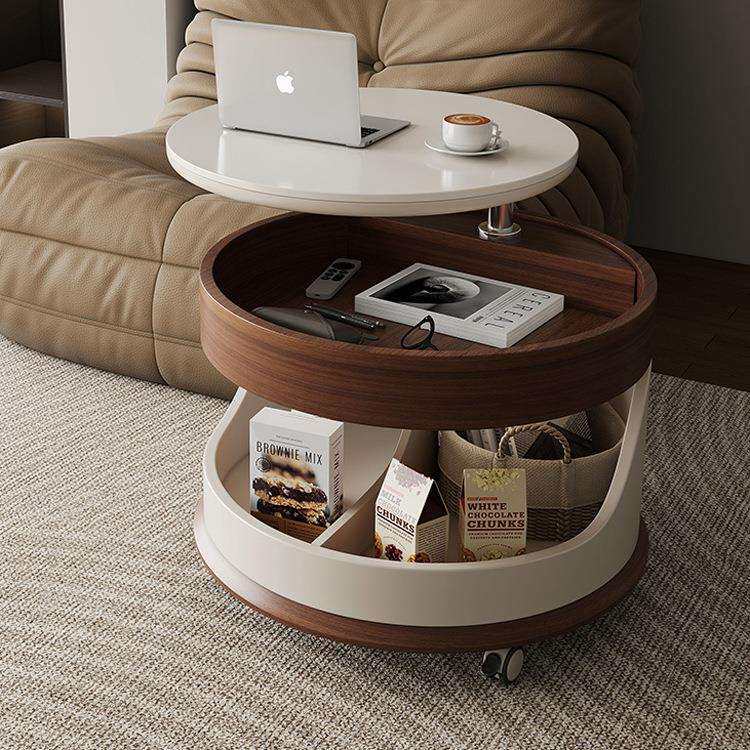 可移动茶几客厅现代简约家用小户型圆形可升降储物小推车沙发边几