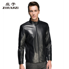 zoranzi庄子男装，秋季短款立领皮衣男士商务，休闲皮夹克lmq11650