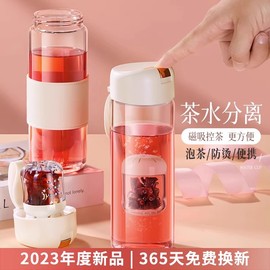 磁弹泡茶杯茶水分离杯玻璃杯女生礼物水杯女2024磁吸磁弹茶杯