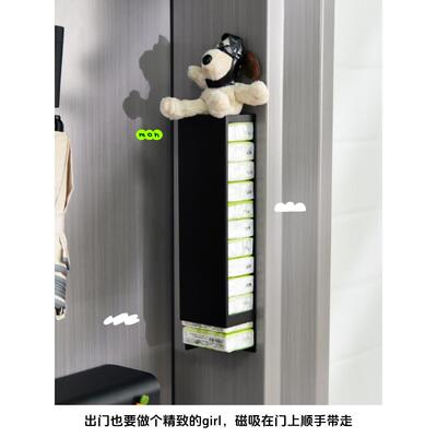 手帕纸收纳盒磁性入口门迷你小纸巾纸餐巾磁铁防盗门收纳架壁挂式