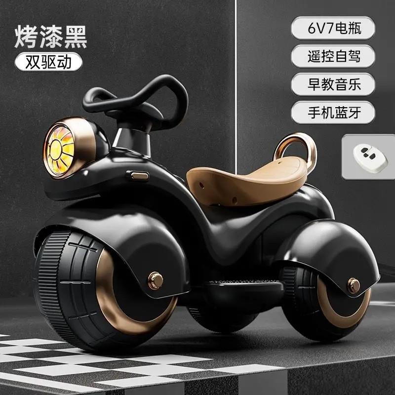 高档童电到动托哈雷摩车遥控可坐人三轮车玩具13岁以上遥控周儿岁