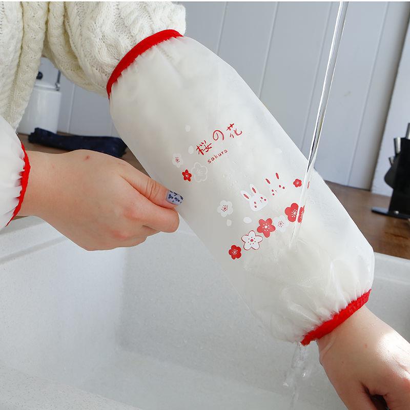 秋冬季长款防水透明袖套女学生可爱成人套袖工作家务防污护袖手袖