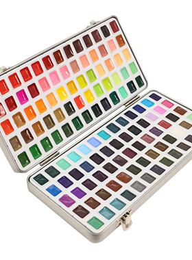 水彩纯多色学生级10色全免调色固体色画美彩甲水1绘ml