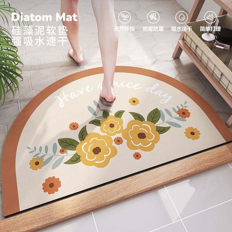 卫生间门口半圆形硅藻泥吸水垫浴室地垫防滑免洗地毯洗手间脚垫子