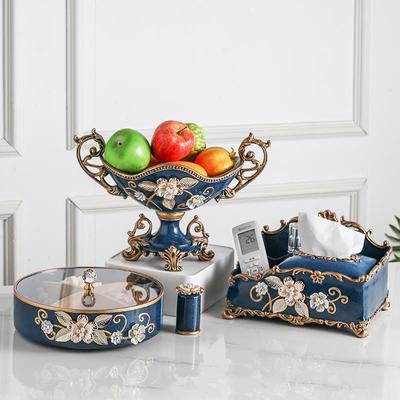 高档水奢果盘轻奢华意欧代式糖果创盒家用现高档客厅茶几摆件套装