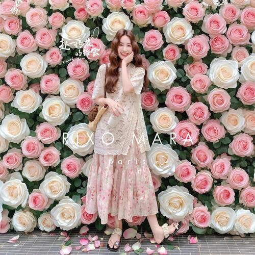 Rixo Mara法式浪漫风蕾丝上衣碎花半身裙女夏两件套显瘦减龄套装
