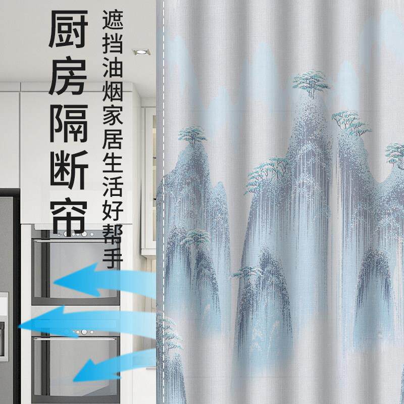 打国风门帘布QMJ-212免防冷气阻风隔热门帘适用客孔厅隔断布艺门